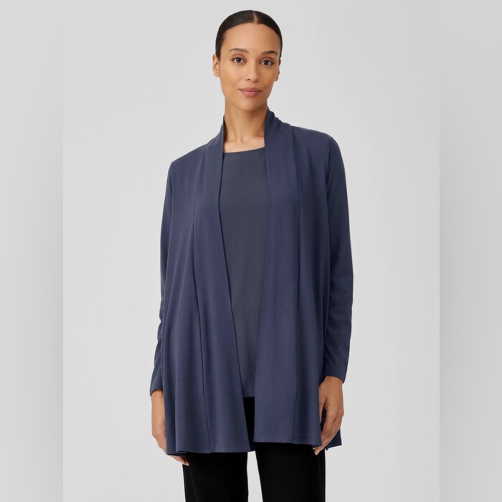 NWT Eileen Fisher Stretch Jersey Open-Front Long Cardigan Venus Size 2X